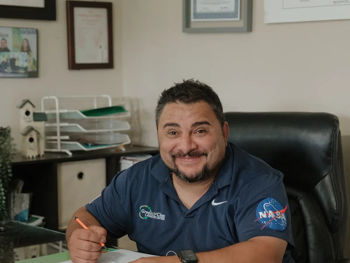 Alex Romo, founder of Rise & Shine Lot Sweeping and Green & Clean Landscaping Inc.